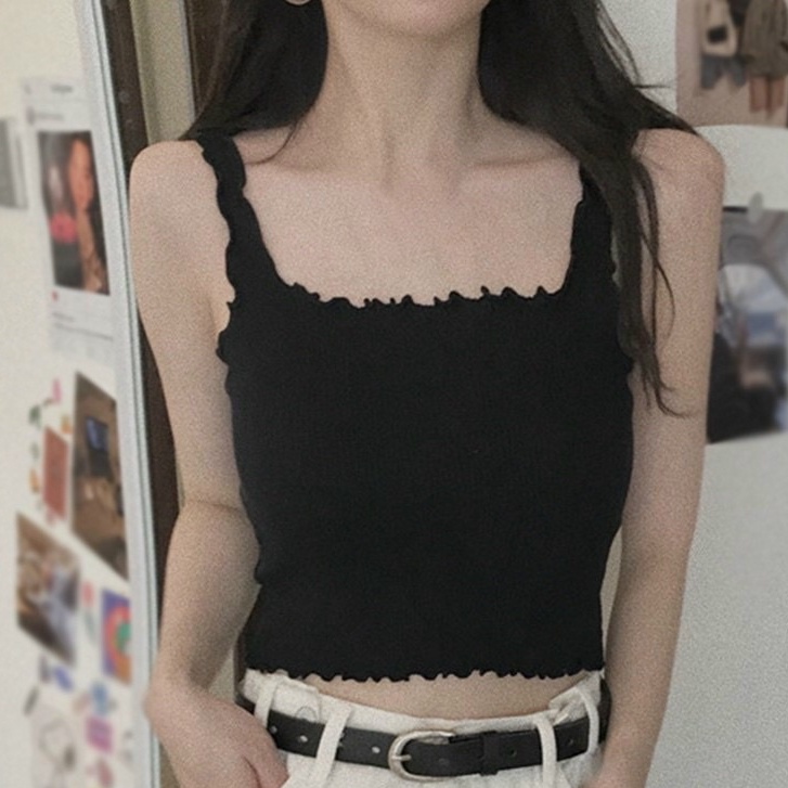 Áo hai dây viền bèo trơn đủ màu, Áo hai dây có mút ngực sexy NA