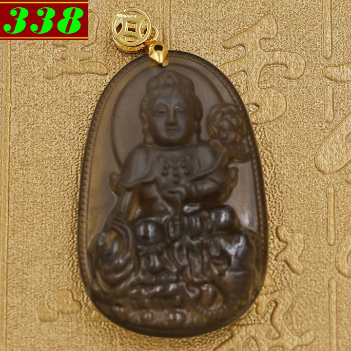 Mặt Phật bản mệnh Bồ tát Phổ hiền thạch anh khói