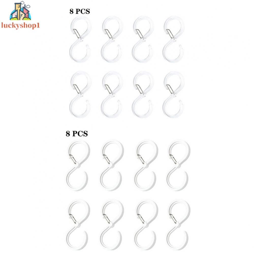 Móc 3 * 6,5Cm 8 Chiếc Bền. Pp + Dây Thép Trong Suốt Chất Lượng Cao Màu Trắng