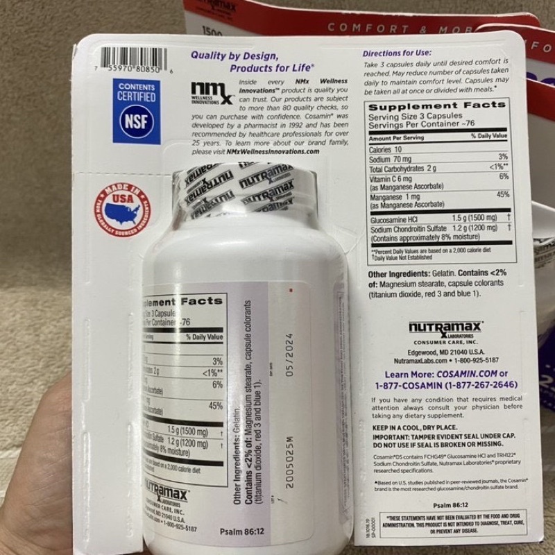 [Hàng Mỹ] Viên uống Bồi bổ sụn khớp Cosamin ds For Join Health Mỹ 230 viên