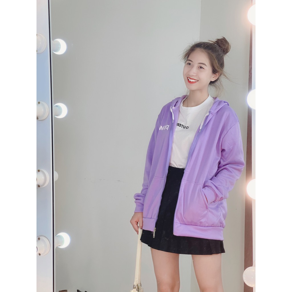 Áo khoác hoodie nữ form rộng chống nắng đi học đi chơi powr