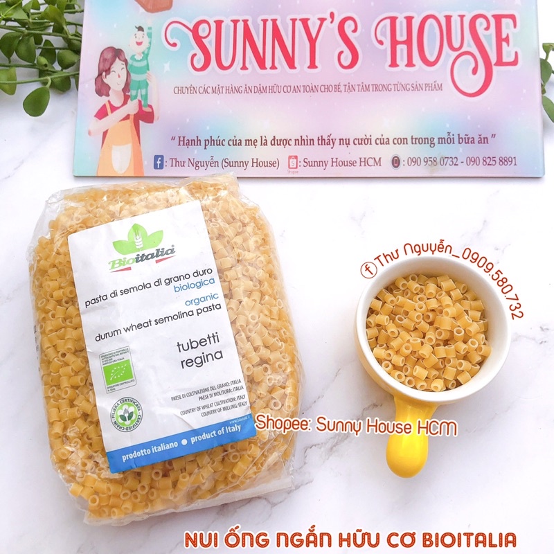 Nui hữu cơ hình sao, hình sò, ống ngắn Bioitalia 500g