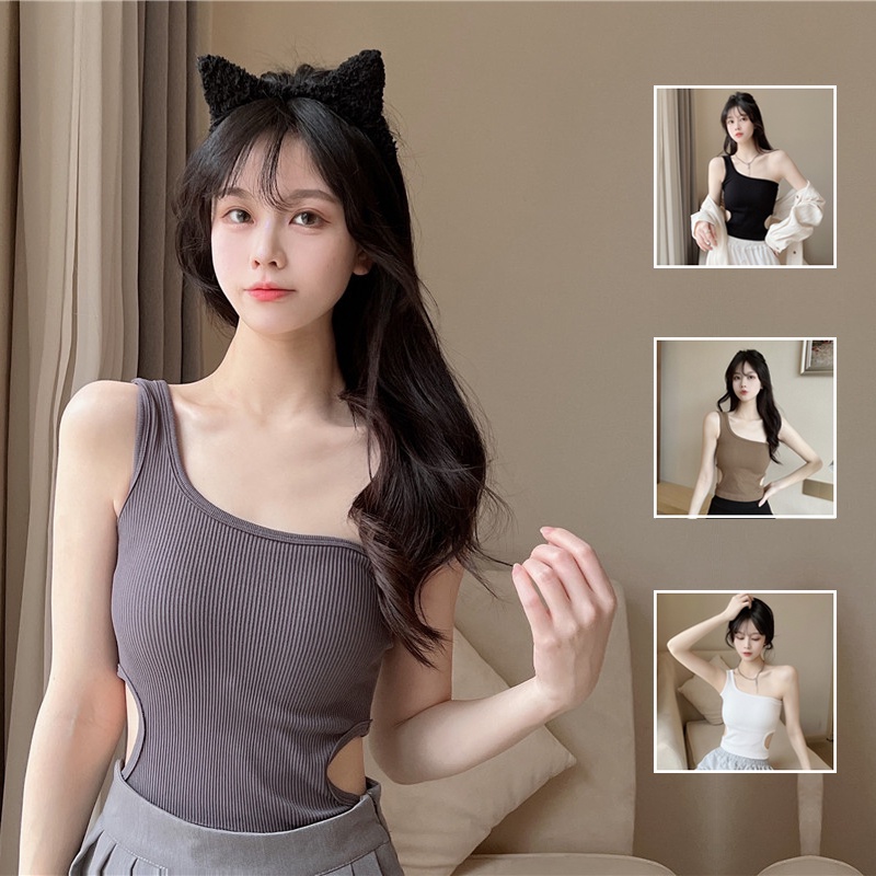 Áo Croptop Nữ Thun Gân Lệch Vai Khoét Eo Hai Bên Cá Tính Thời Trang Sugal TOP NU 0038V4