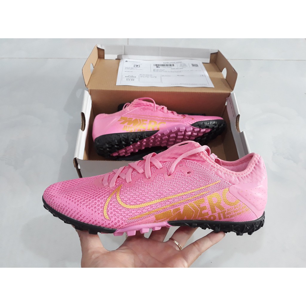 [ Có video ] Giày Đá Bóng Mercurial Vapor 13 Pro Hồng Vạch Đồng Cổ Lửng TF