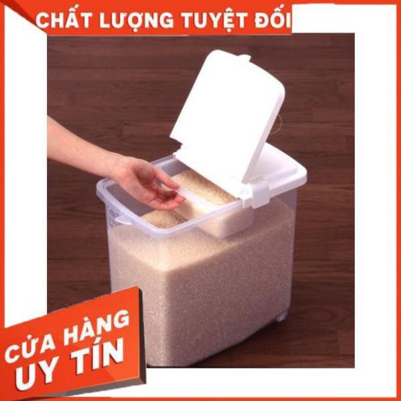 Thùng gạo 10kg nắp bật có bánh xe (nội địa )