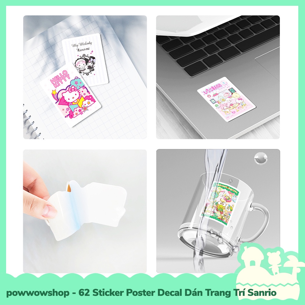 [Sẵn VN - Hỏa Tốc] 62 Sticker Decal Dán Trang Trí Đa Năng Cho Nhiều Vật Dụng Mẫu Cute Sanrio