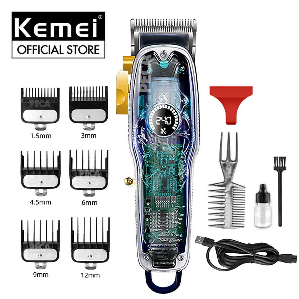Tông đơ cắt tóc chuyên nghiệp KEMEI KM-2709PG màn hình LCD hiển thị thông minh pin trâu 3h sạc nhanh- Chính hãng