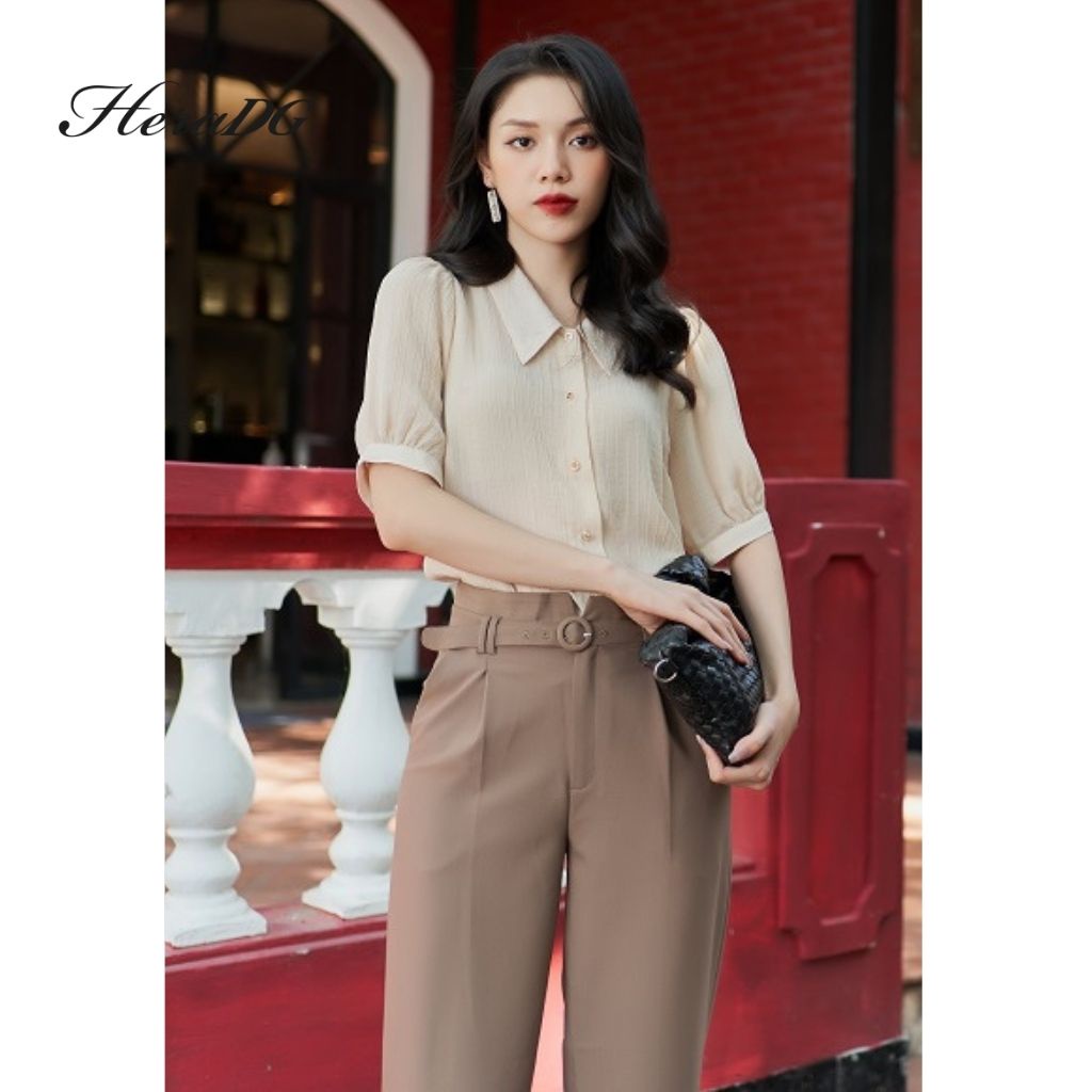 Áo Sơ Mi Công Sở Nữ HeraDG Dáng Suông Tay Bồng Với Màu Sắc Tinh Tế, Chất Vải Chiffon Cao Cấp SAKBA080