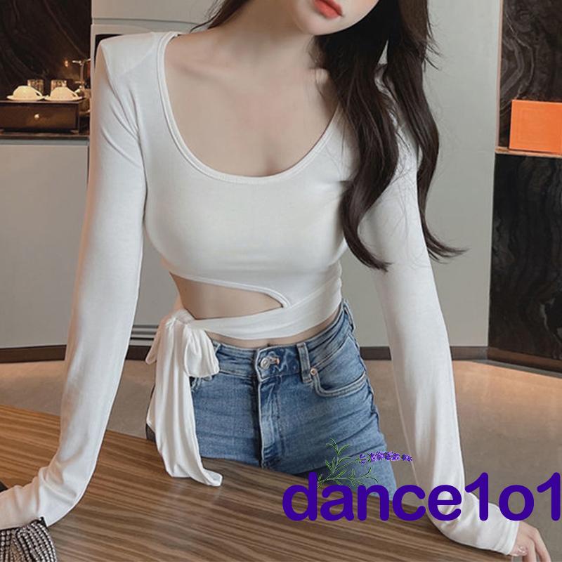 ♣PE❥Women Solid Color Skinny Long Sleeve Tops