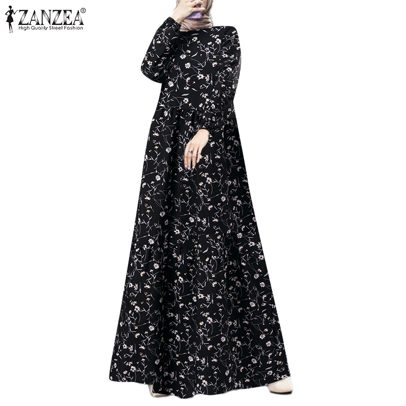 Zanzea Đầm Maxi Dài Tay In Họa Tiết Phong Cách Bohemian Dành Cho Nữ