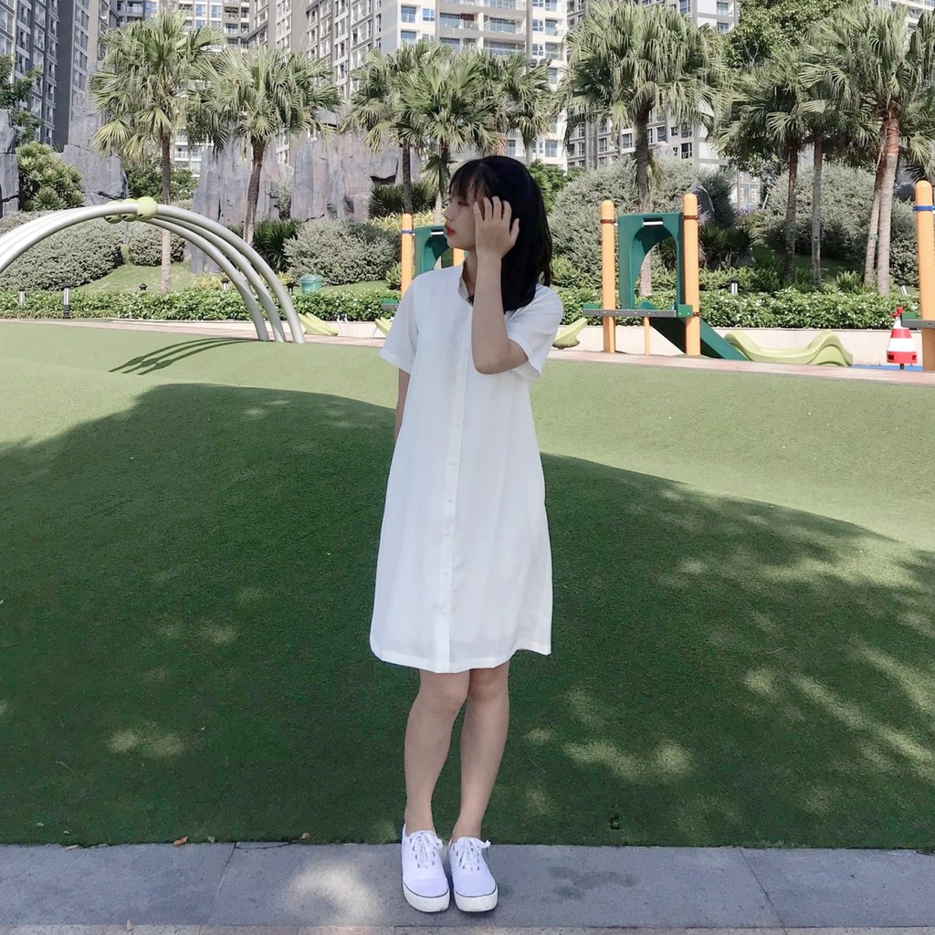 Đầm Sơmi Trắng Phối Dây Rời Form Đẹp Hàng Có Sẵn Shop Tự Chụp | BigBuy360 - bigbuy360.vn