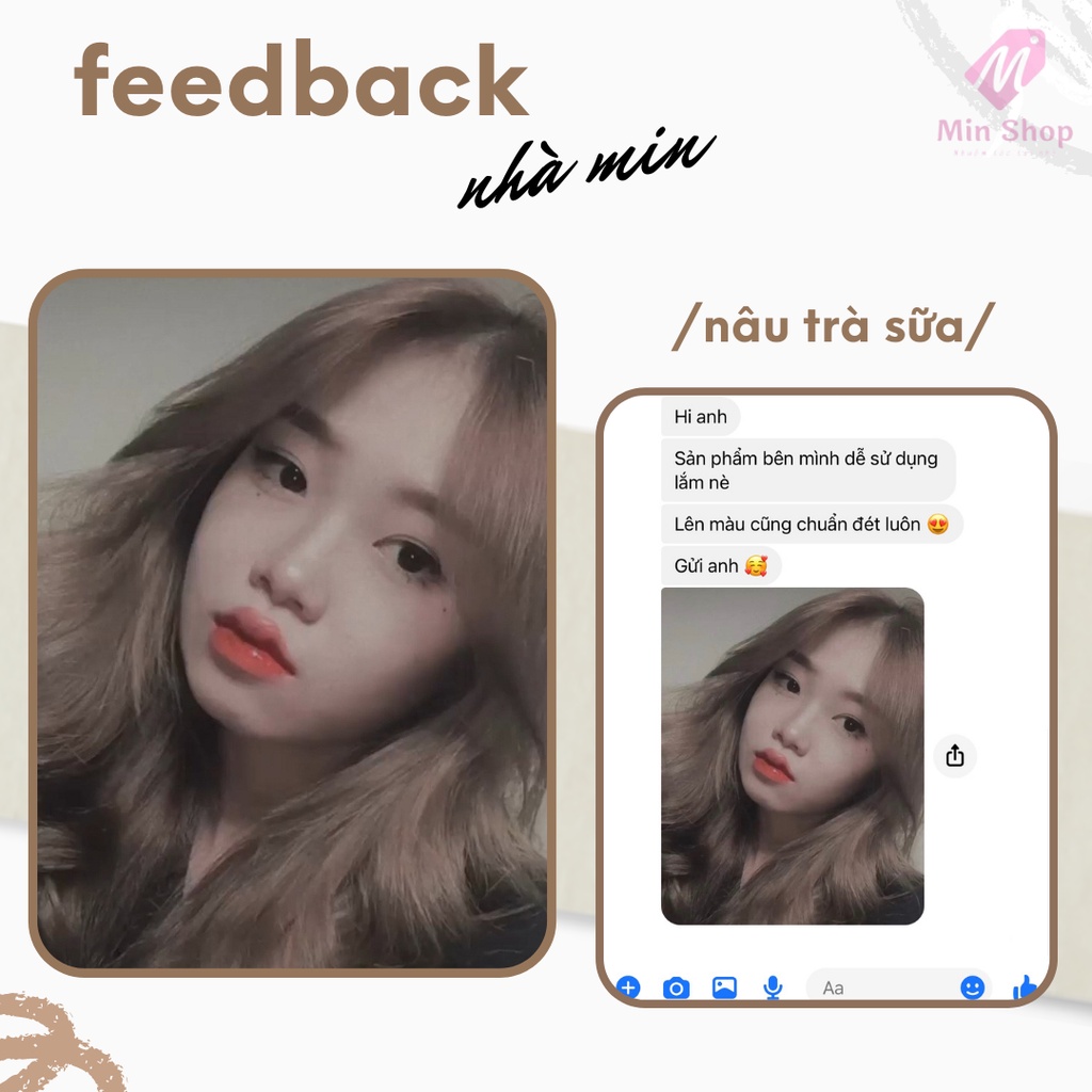 Thuốc nhuộm tóc, thuốc nhuộm tóc Trà Sữa MIN.HAIR, tặng kèm oxy trợ dưỡng và bao tay