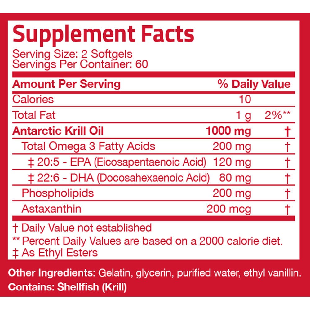 Organic Vitamin Krill Oil Omega 3 EPA DHA - 1000mg - 60 viên Mỹ - Bổ mắt, tim mạch