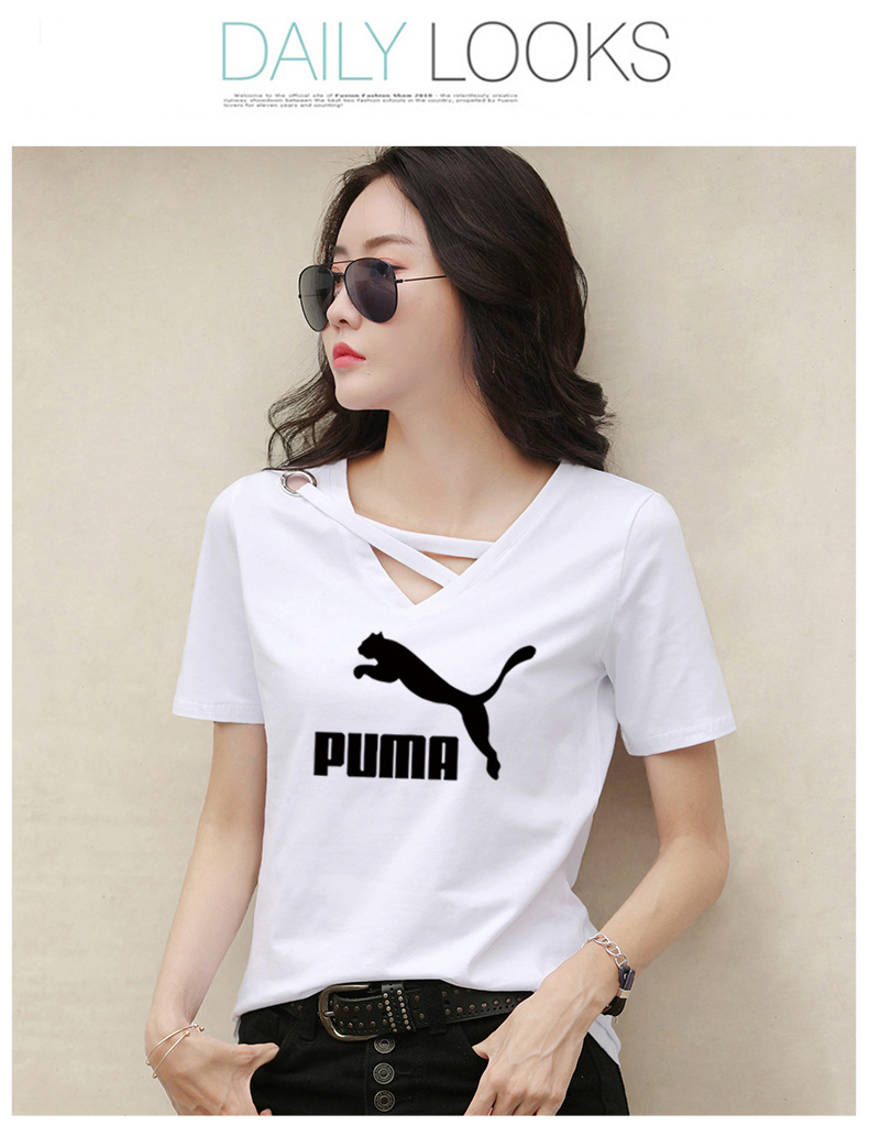 Áo Thun Tay Ngắn Dáng Rộng In Hình Puma Cá Tính Cho Nữ