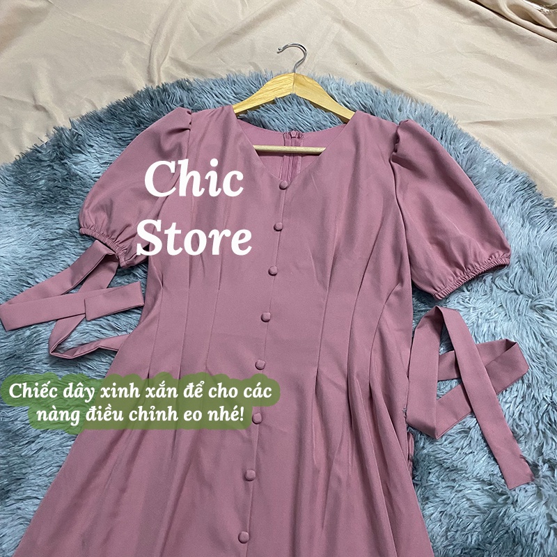 Đầm công sở dáng suông dài thanh lịch có may túi 2 bên , có dây thắt eo Chic.Store