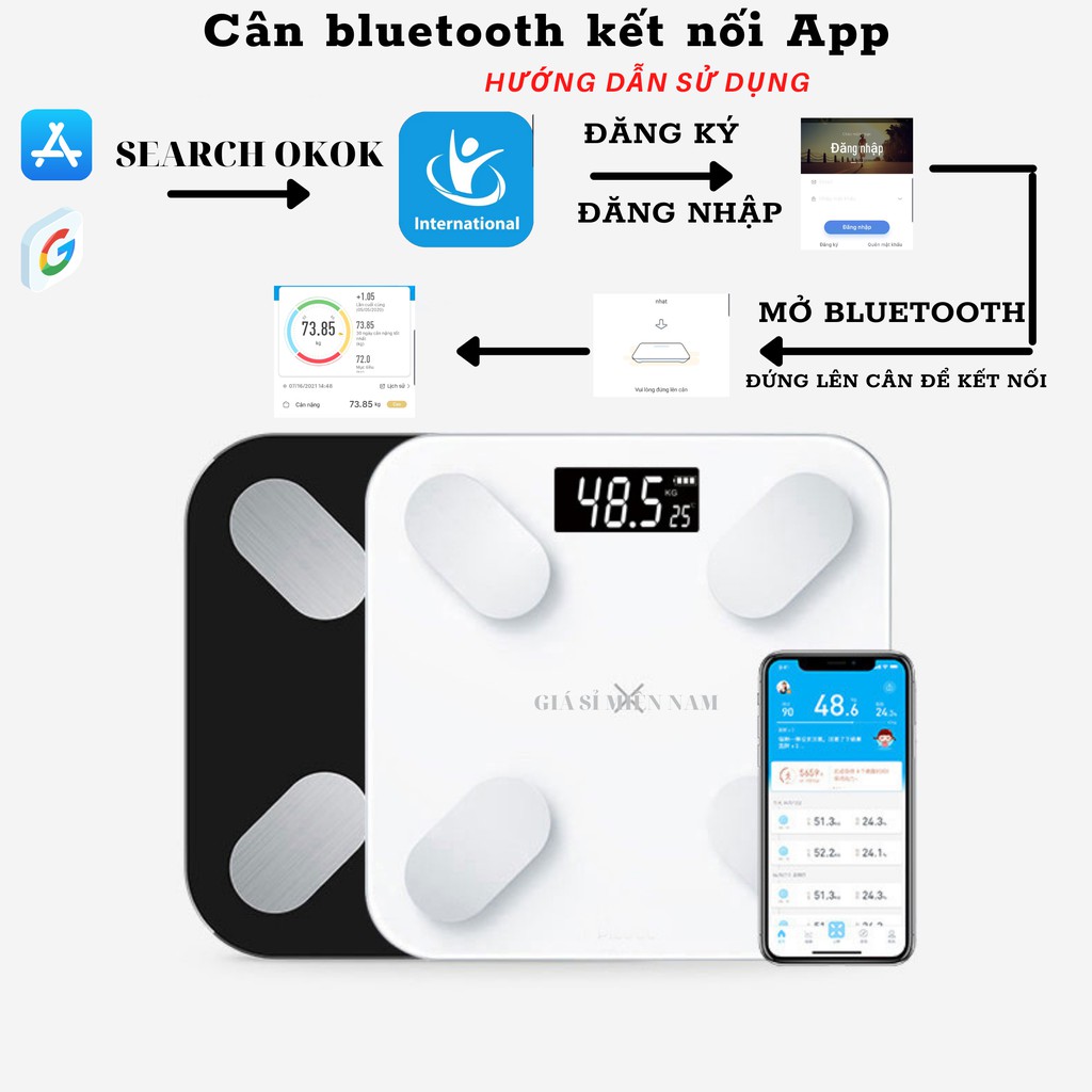 Cân Điện Tử Sức Khoẻ Thông Minh Digital Weight DW503 [Kết nối bluetooth đo lượng mỡ trong cơ thể]