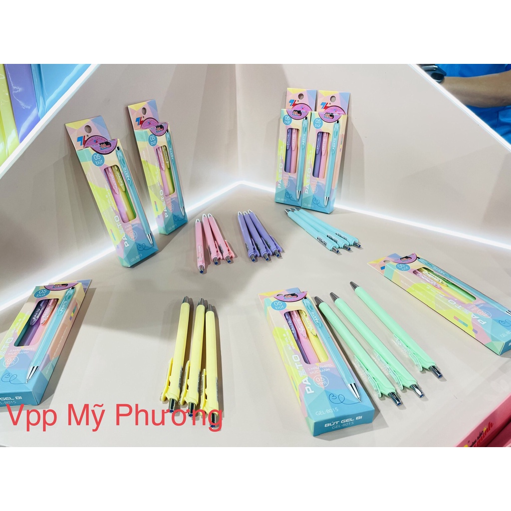 Bút gel B màu Pastel Thiên Long Pazto GEL-B015 - Mực xanh (5 cây)