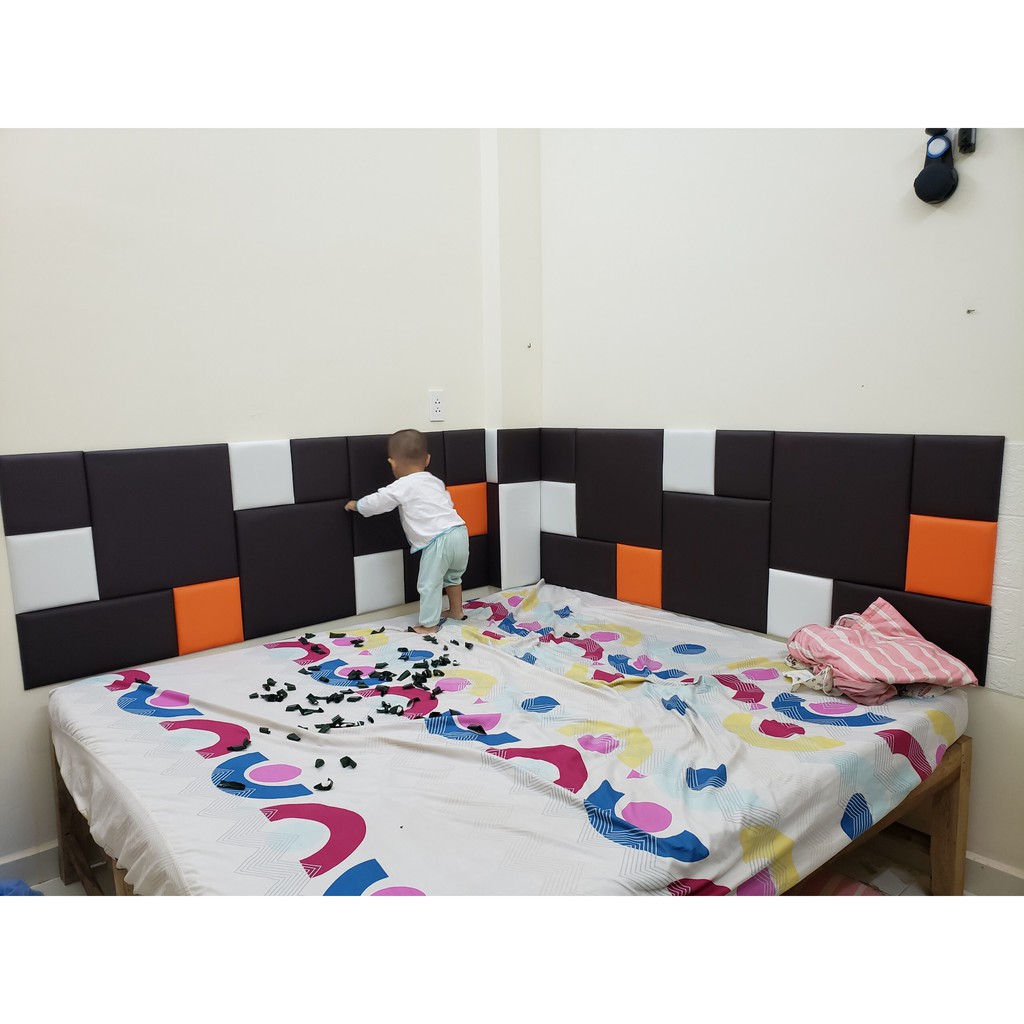 TRANG TRÍ GIƯỜNG A02  - Tấm nệm da dán tường trang trí nhà cửa, phòng khách, phòng ngủ, đầu giường