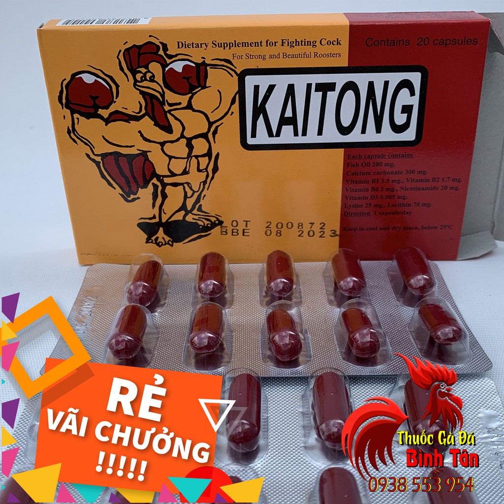 Thuốc Nuôi Gà Đá KaiTong Kích Lực Trước Đá Tăng Bo Tốt (1 Hôp 20 Viên)