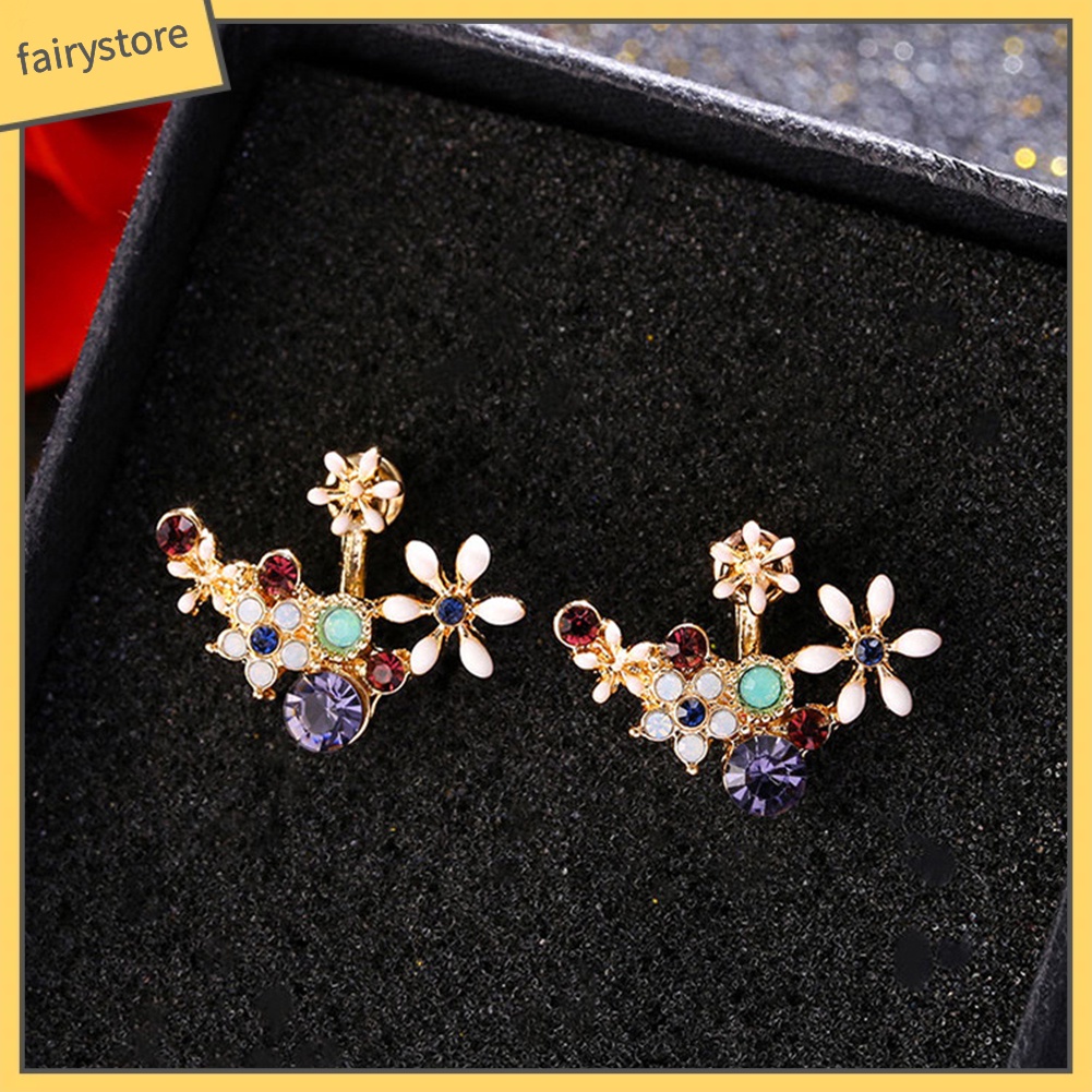 Khuyên Tai Hoa Đính Đá Pha Lê Nhiều Màu độc đáo