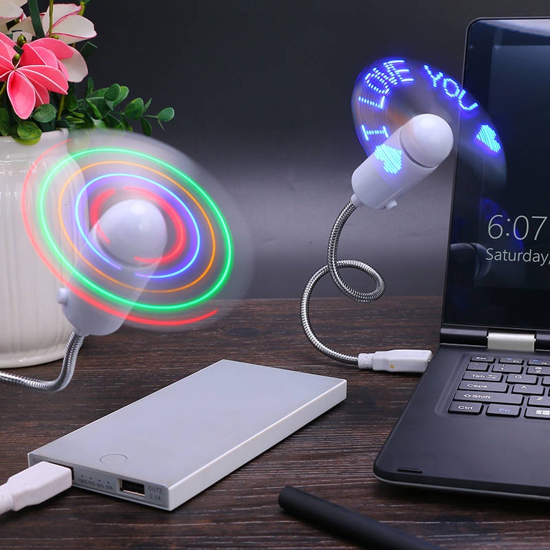Quạt Điện USB Mini Kiểu Đồng Hồ Có Đèn LED Phát Sáng
