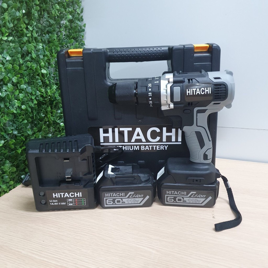 Máy khoan pin, máy khoan cầm tay bắn vít đầu 13mm HITACHI 118V pin khủng 10cell siêu khỏe bảo hành 12thg