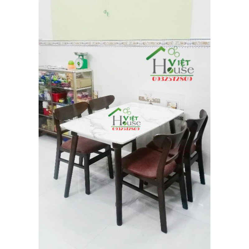 Bộ bàn ghế phòng ăn Mango mặt giả đá giá rẻ (Freeship nội thành HCM, Dĩ An, Biên Hoà)