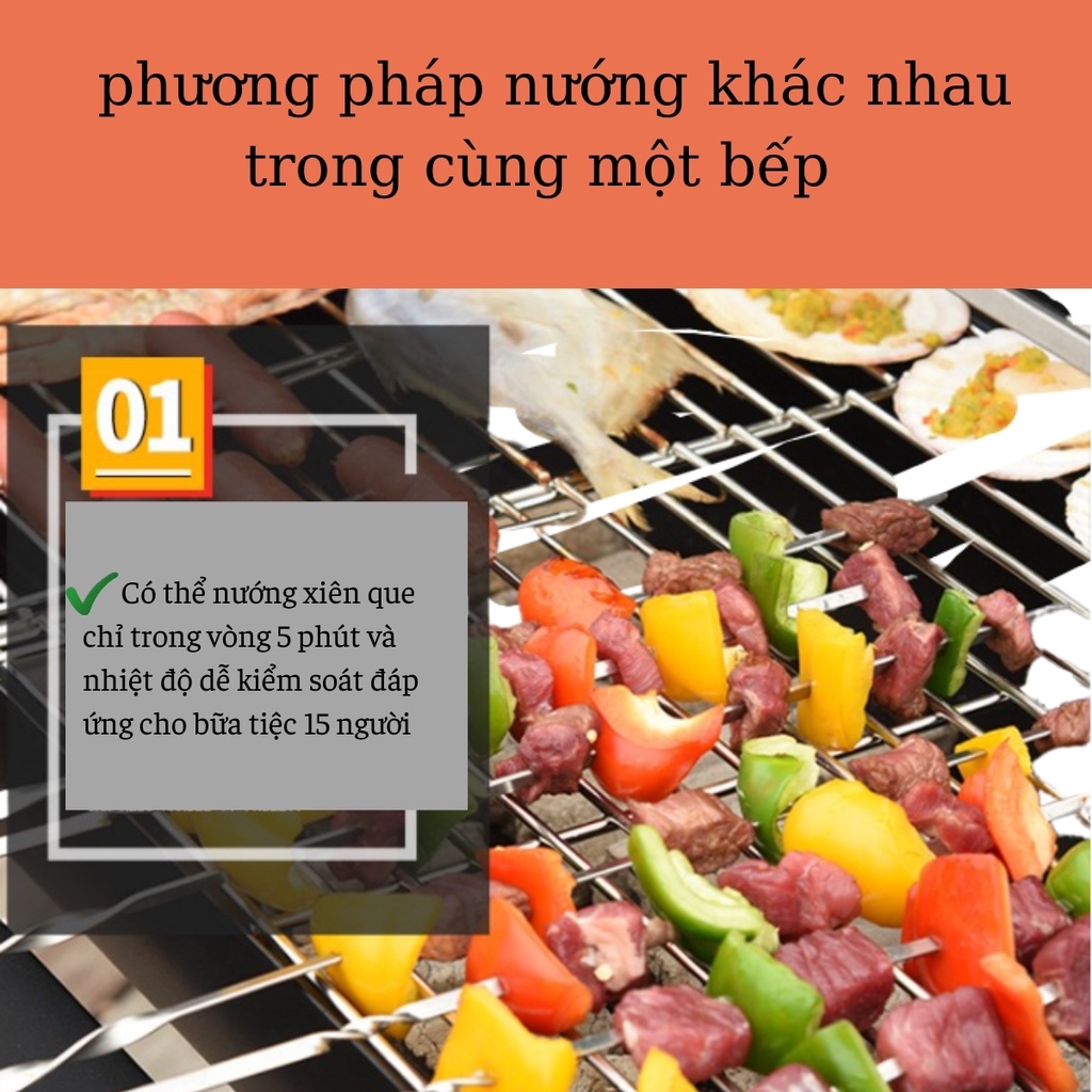 Bếp nướng than hoa ngoài trời có nắp đậy, có tay đẩy,có moto quay BB-05