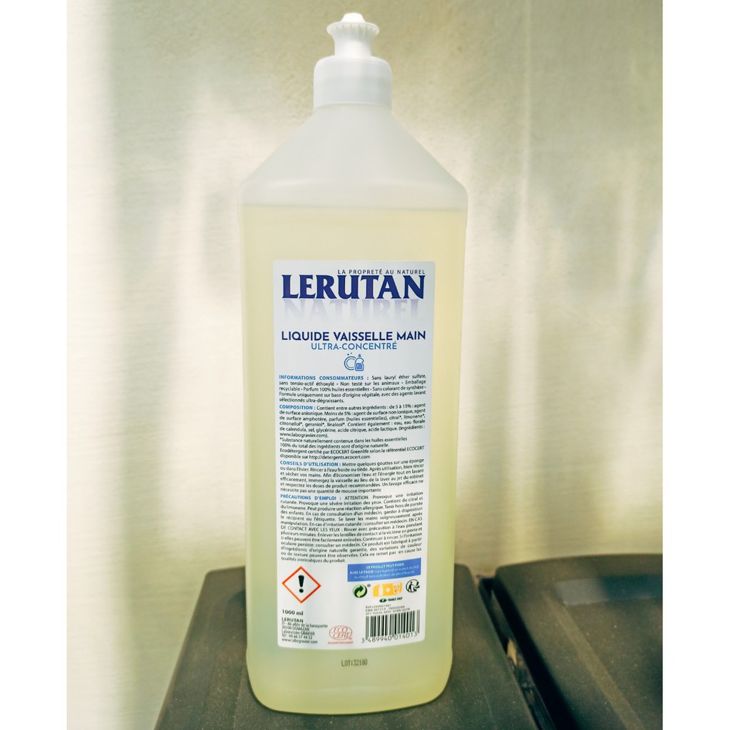 Nước rửa bát sinh học đậm đặc hương chanh Lerutan 1l