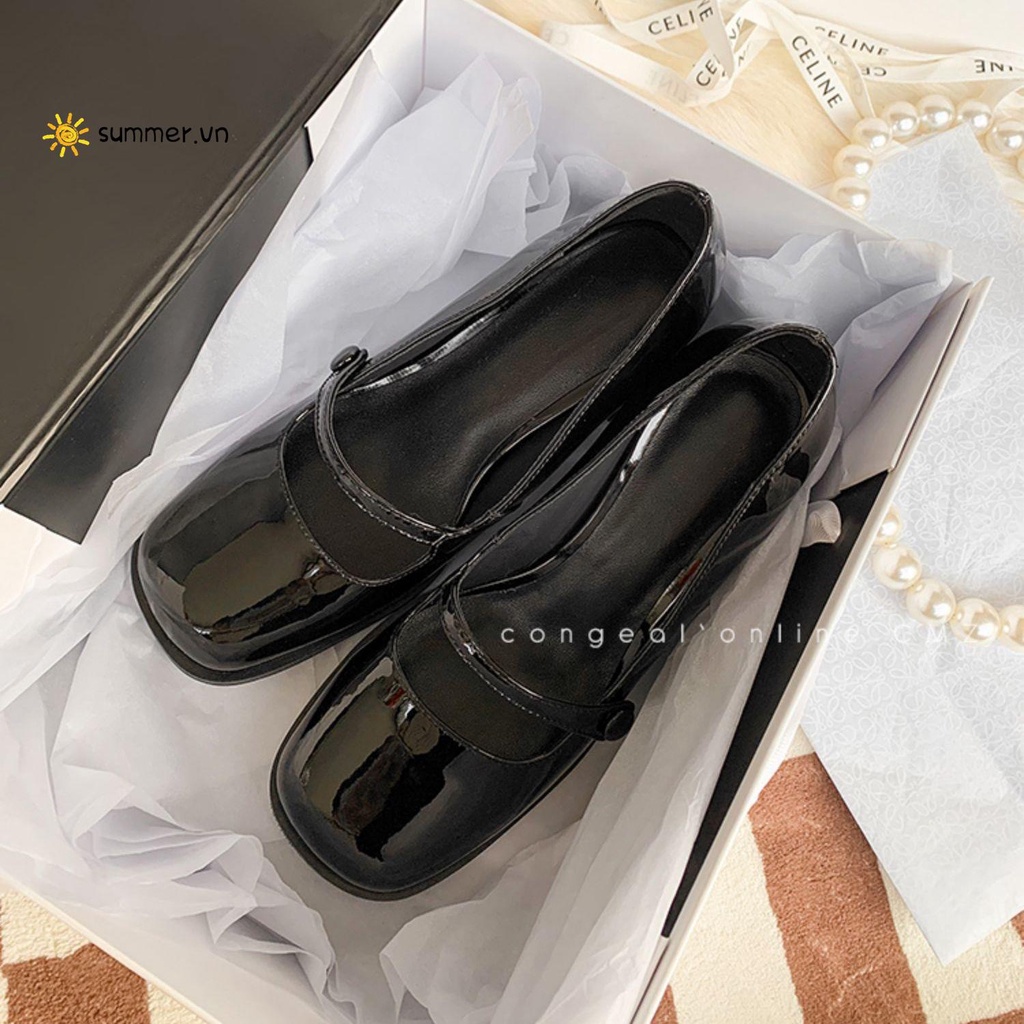 Giày Cao Gót Mũi Tròn Màu Đen Phong Cách Nhật Bản Thời Trang 2022 Cho Nữ