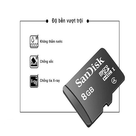 Thẻ nhớ Micro SDHC 8GB Class4 Sandisk ( Không Adapter)