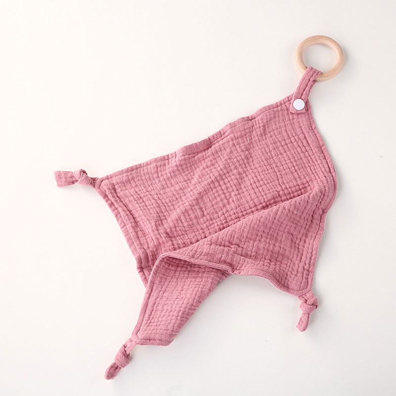 Haha Khăn Yếm Cotton Muslin Crepe Lau Nước Bọt Có Vòng Nhẫn Cho Bé