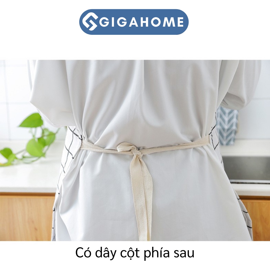 Tạp Dề Nấu Ăn GIGAHOME Vải May Decor Hàn Quốc, Đơn Giản Cho Bà Nội Trợ 7816