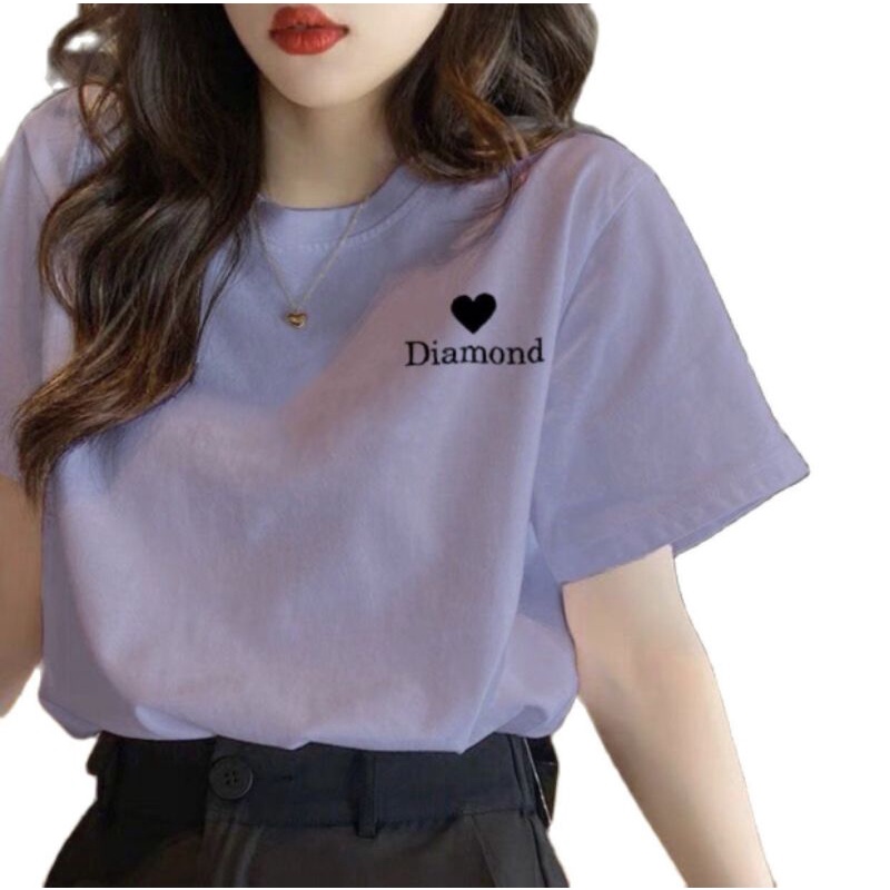 Áo thun cổ tròn tay ngắn in chữ Diamond đơn giản chất thun cotton co dãn thoáng mát hoy hit kiểu Hàn Quốc bán chạy