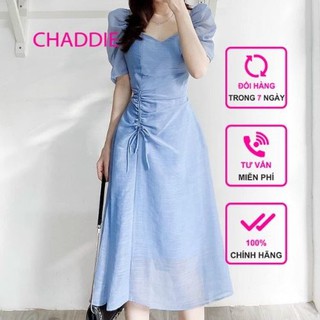 Đầm rút thân cổ vuông tay bồng dáng dài qua gối nhẹ nhàng - Mã T102
