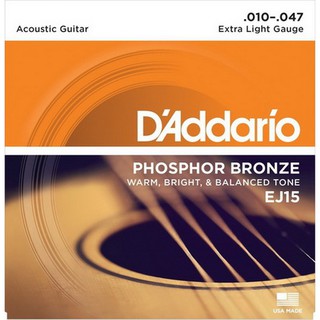Usa d'addario ej15 phosphor bronze acoustic guitar strings, extra light, 10-47 - dây đàn guitar thùng chính hãng