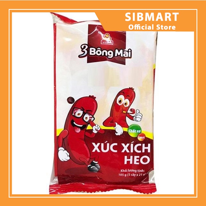 [ MÓN NGON MỖI NGÀY ] Xúc xích heo 3 bông mai tiệt trùng Vissan 105g (5 cây) - Sinmart Official Store - SX0035