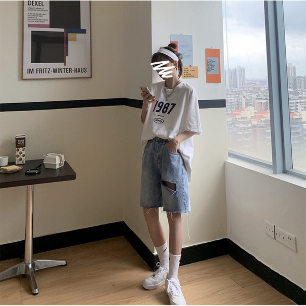 Short Bò Lửng Dáng Suông Rách Gối Tua Rua Nữ 🌺 Quần đùi jean ống rộng thiết kế hot trend style korea SIÊU HOT 🌺 | BigBuy360 - bigbuy360.vn