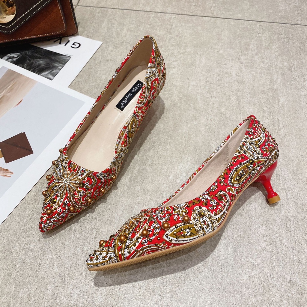 Giày Cao Gót Mũi Nhọn 5cm7cm9cm Thiết Kế Mới Quyến Rũ Thời Trang