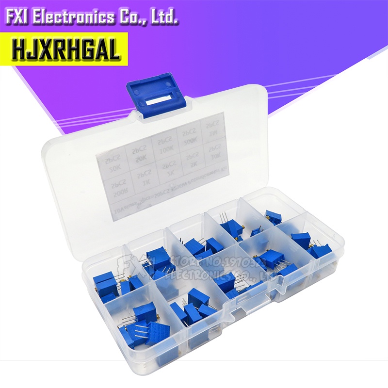 50 Chiết Áp 3296W 3296 Độ Chính Xác Cao Kèm Hộp Đựng