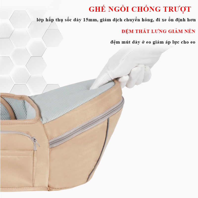 Địu cao cấp cho bé địu em bé thiết kế tối giản trang bị dây đeo vai trợ lực và đai an toàn thoáng khí cho bé