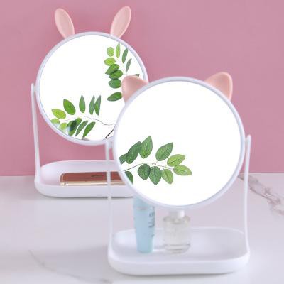 Gương để bàn mỹ phẩm gương mèo kèm khay đựng để trang sức G34 gương trang điểm loại to