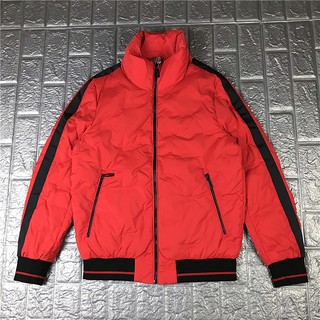 SALE TẾT Áo phao nam cá tính dáng thể thao màu cam full mũ cao cổ cực ấm