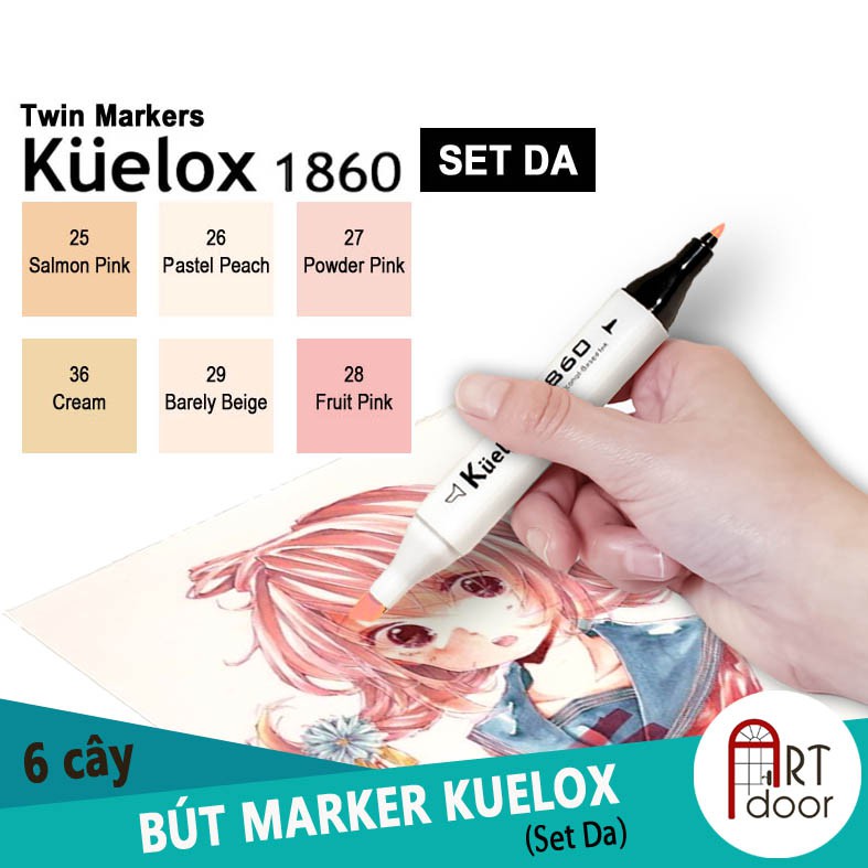 [ARTDOOR] Bộ bút marker KUELOX 6 cây (gam màu Da)