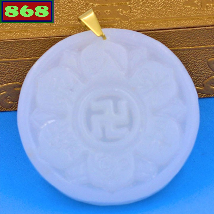 Mặt dây chuyền khắc chữ Vạn trắng - size XXL