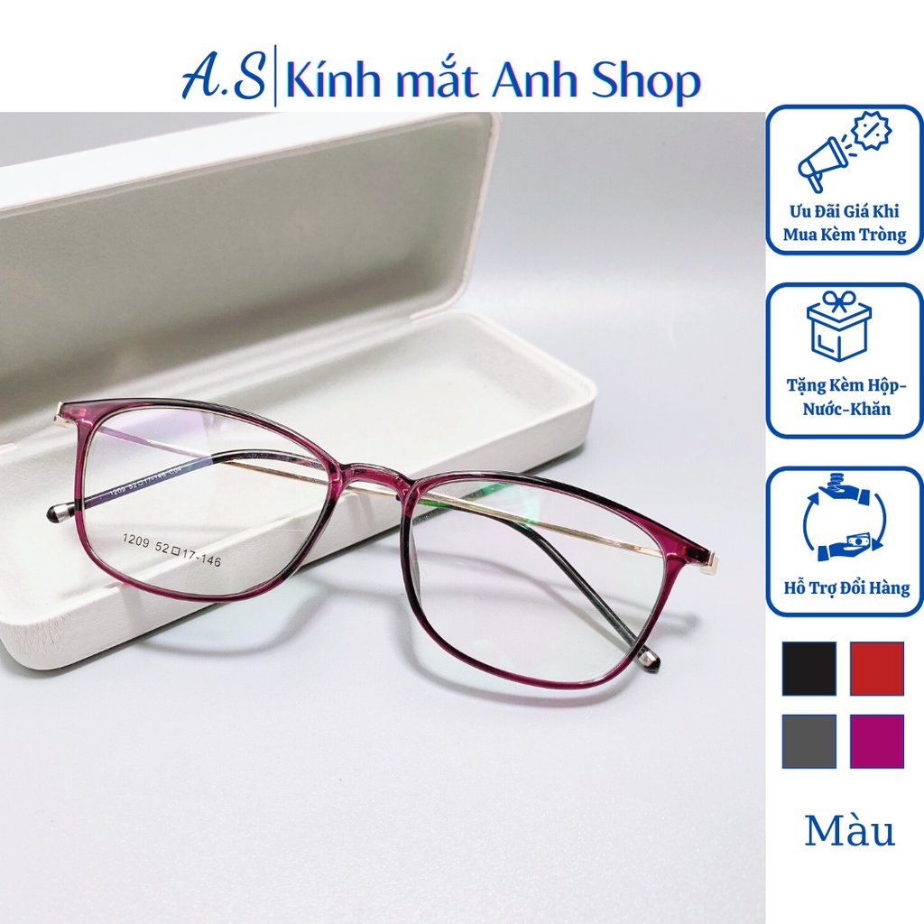 Gọng kính tròn bầu chất liệu nhựa dẻo kết hợp kim loại 1209