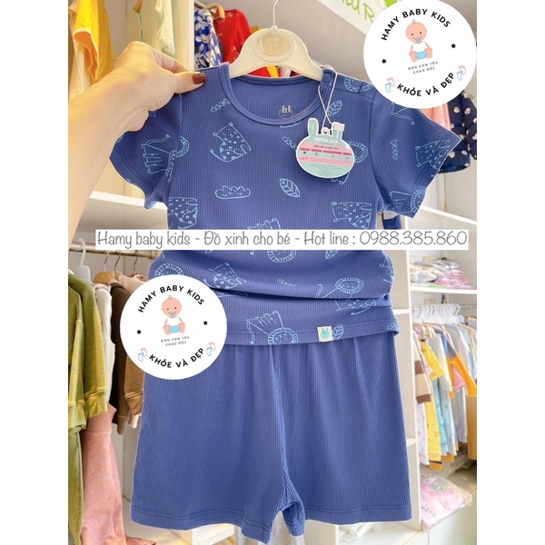 Little Love Bộ Cộc Tay Chất Thun Tăm In Tràn Lil Mềm Mại Thoáng Mát Cho Bé Trai Bé Gái