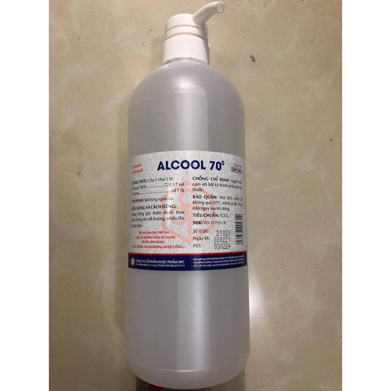 Alcool 70 Độ Opc 1000Ml - Trắng 1 lít chai cồn xịt