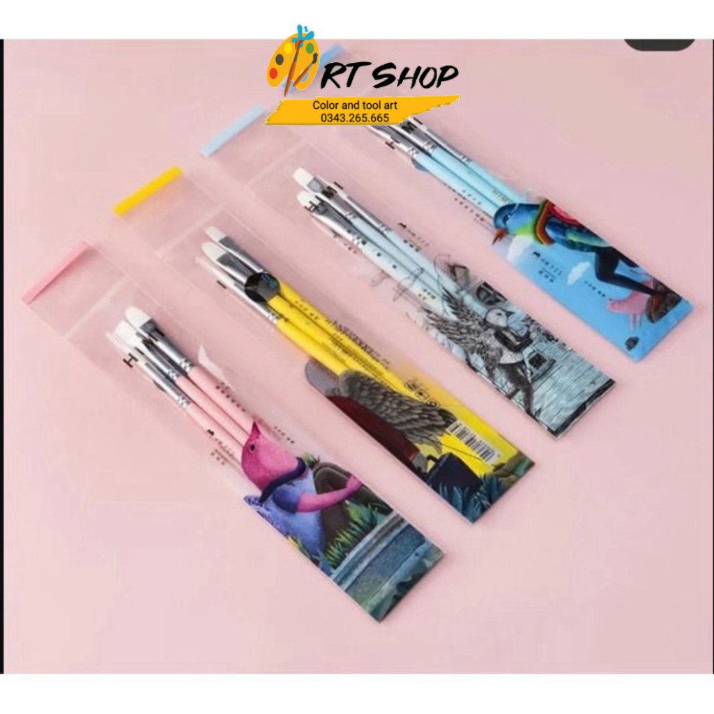 Bộ Cọ vẽ HIMI (3 cây)  Bộ cọ màu nước/gouache Tiểu Điểu Himi 3 cây - ART SHOP