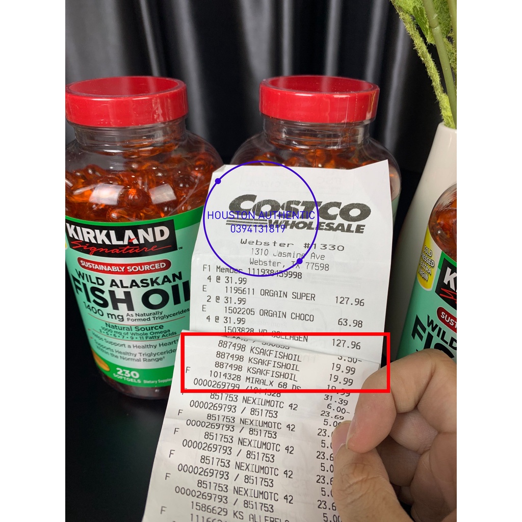 Dầu cá Omega 3 Kirkland Wild Alaskan Fish Oil 230 Viên _ Live mua hàng tại Mỹ